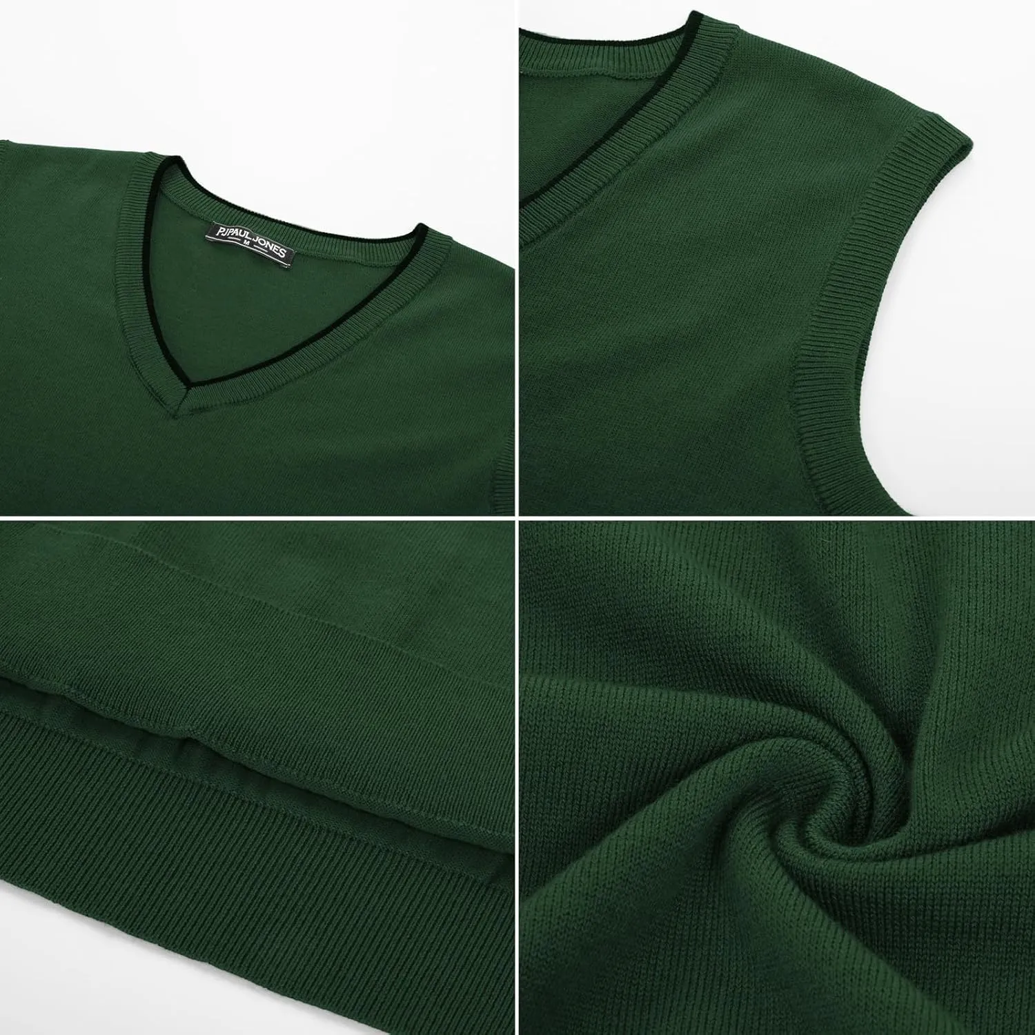 PJ PAUL JONES Mens Sweater Vest Wool Blended Knitted Vest Sweaters V-Neck Sleeveless Pullover Vests