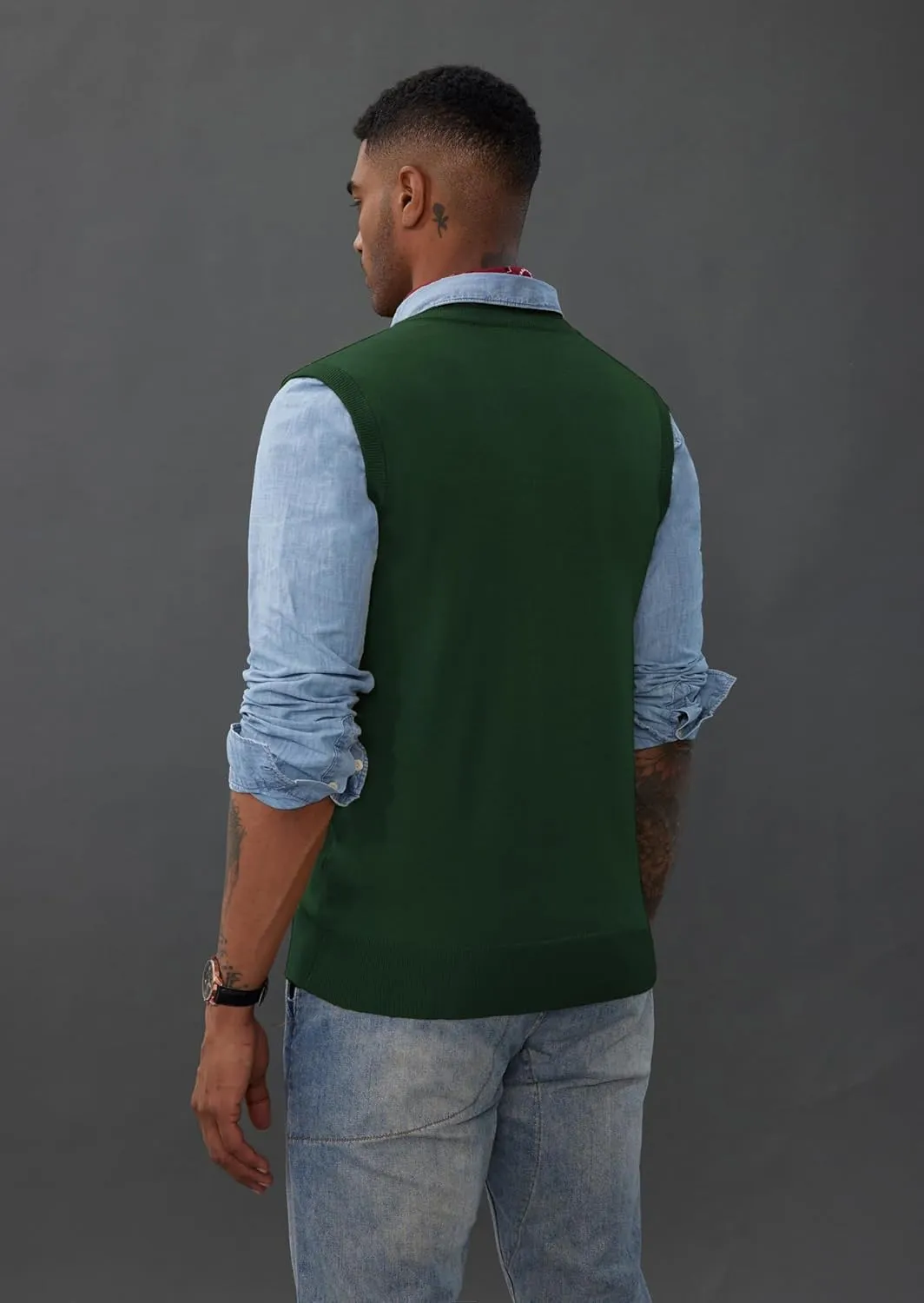 PJ PAUL JONES Mens Sweater Vest Wool Blended Knitted Vest Sweaters V-Neck Sleeveless Pullover Vests