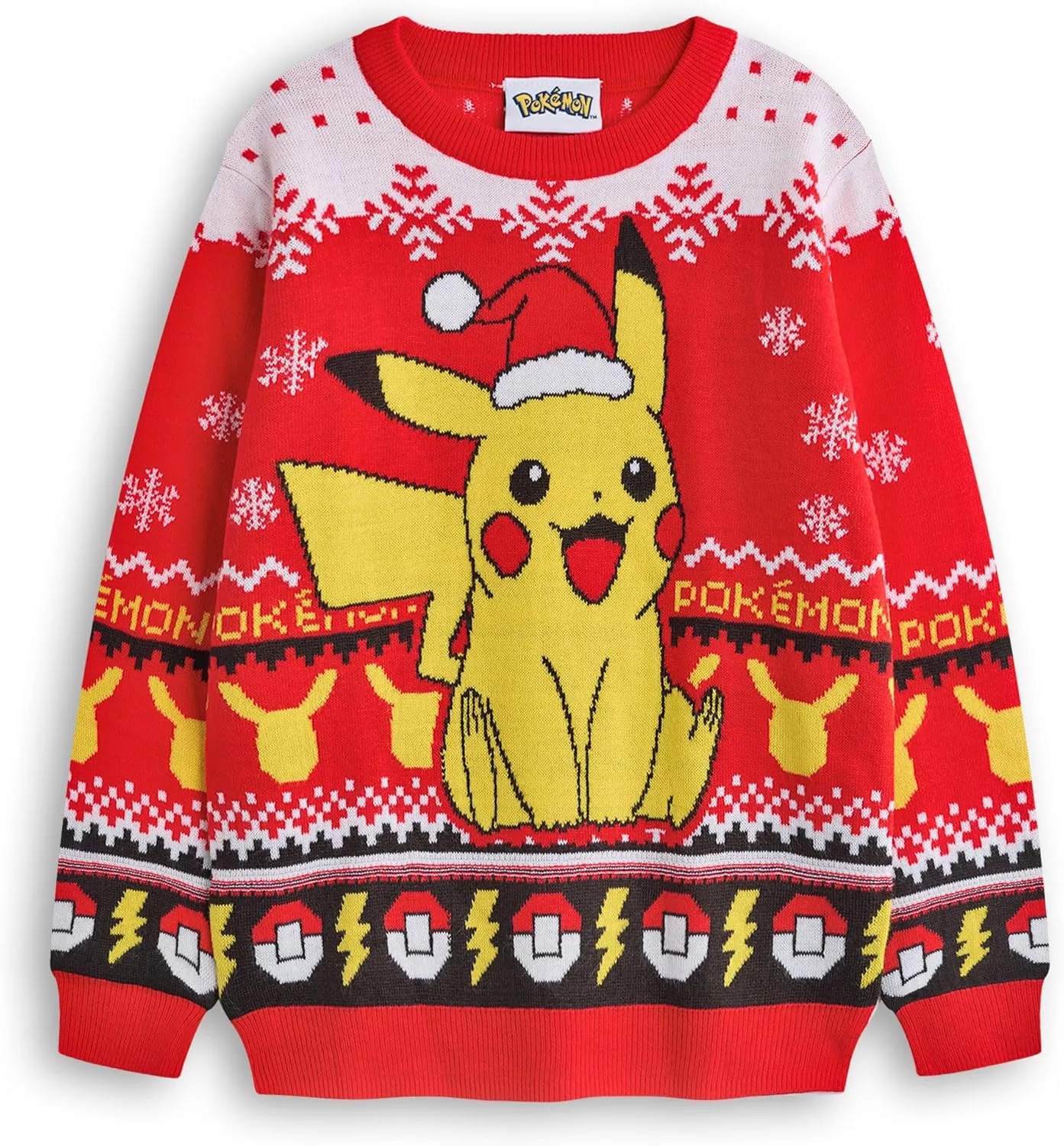 Pokemon Kids Christmas Jumper | Style Options Festive Holiday Pikachu Long Sleeve Knitted Warm Sweater for Children