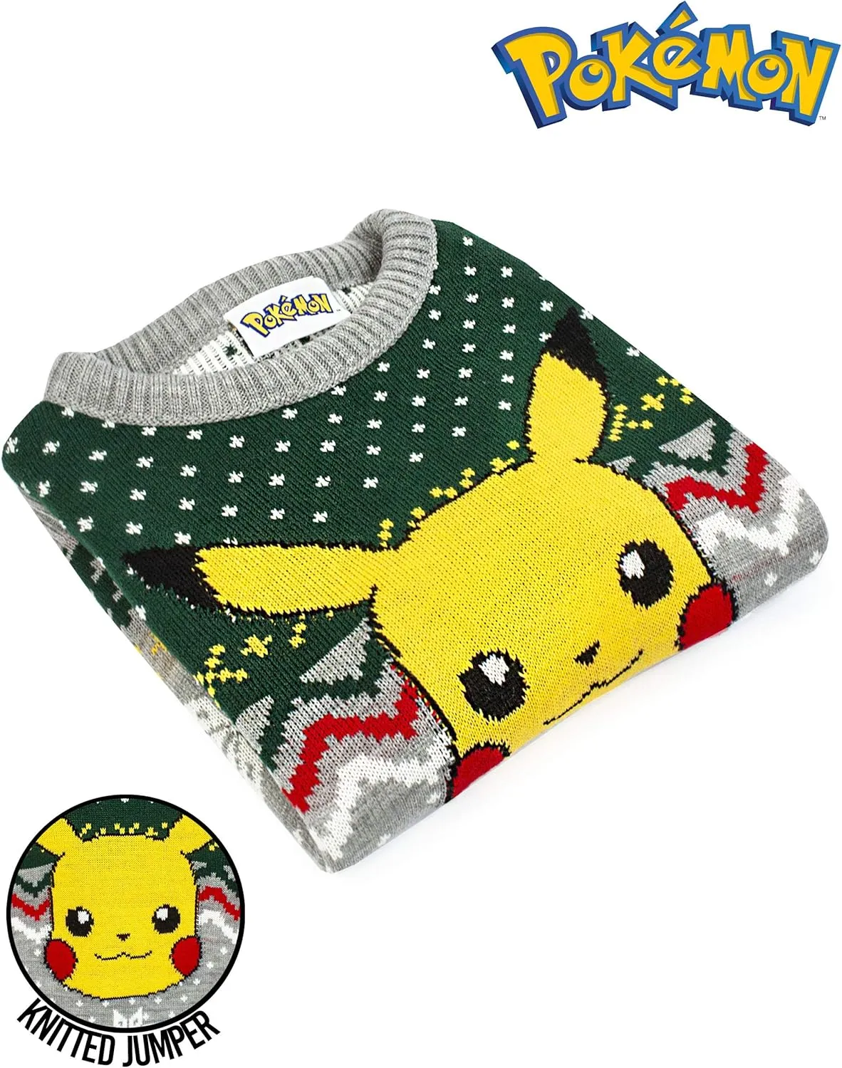 Pokemon Kids Christmas Jumper | Style Options Festive Holiday Pikachu Long Sleeve Knitted Warm Sweater for Children
