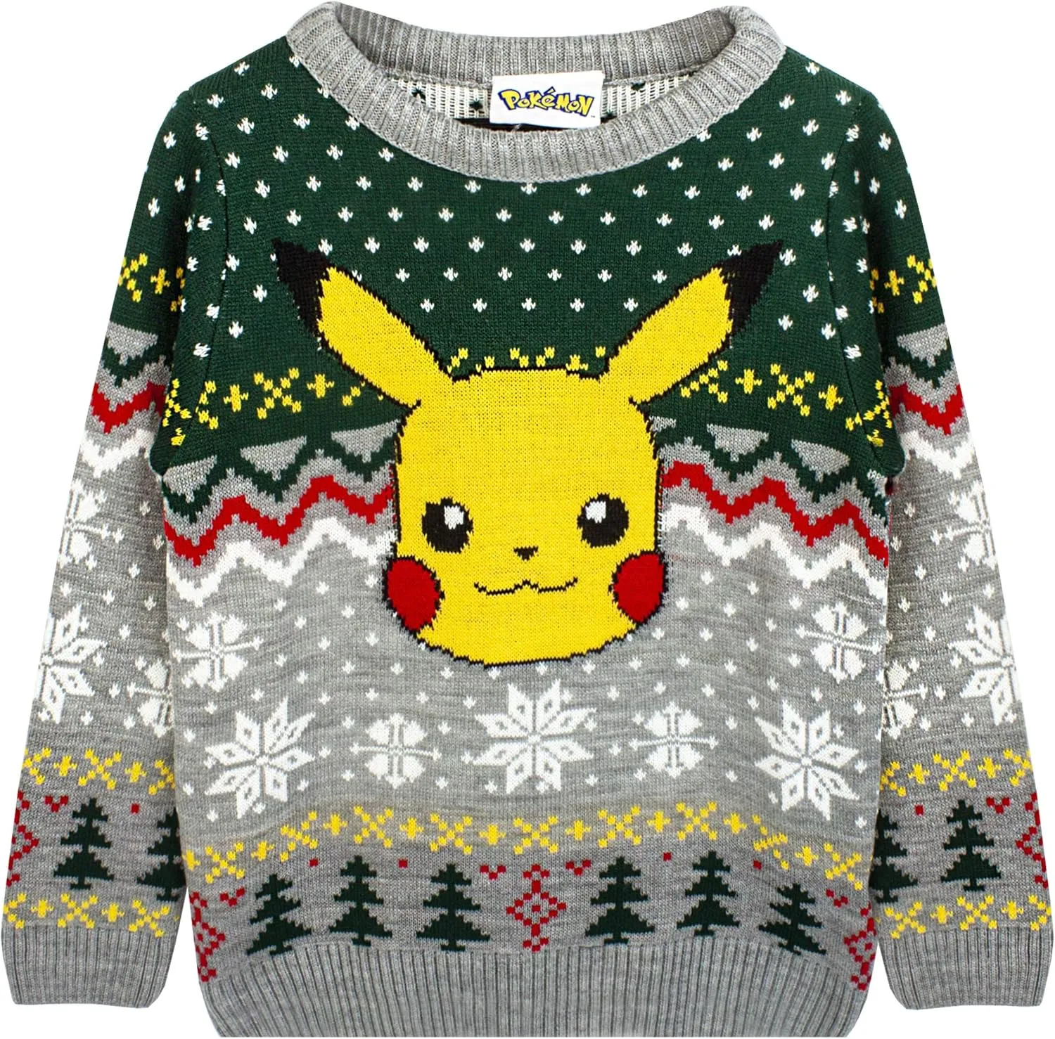 Pokemon Kids Christmas Jumper | Style Options Festive Holiday Pikachu Long Sleeve Knitted Warm Sweater for Children