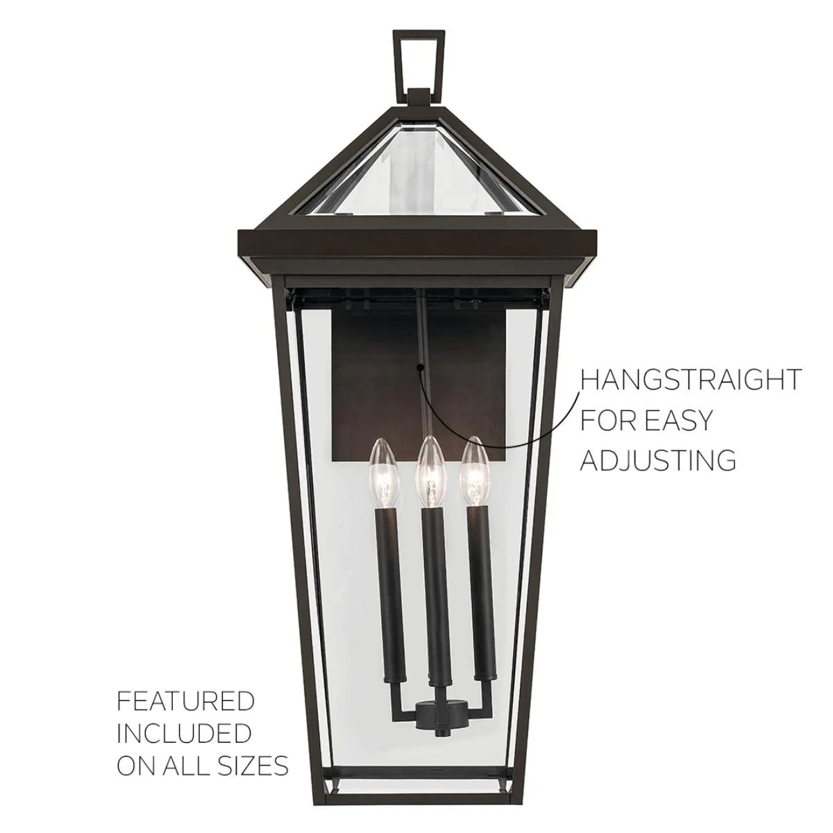 Regenge 26 In 2-Lights Outdoor Wall Light With Clear Beveled Glass, Black Finish
