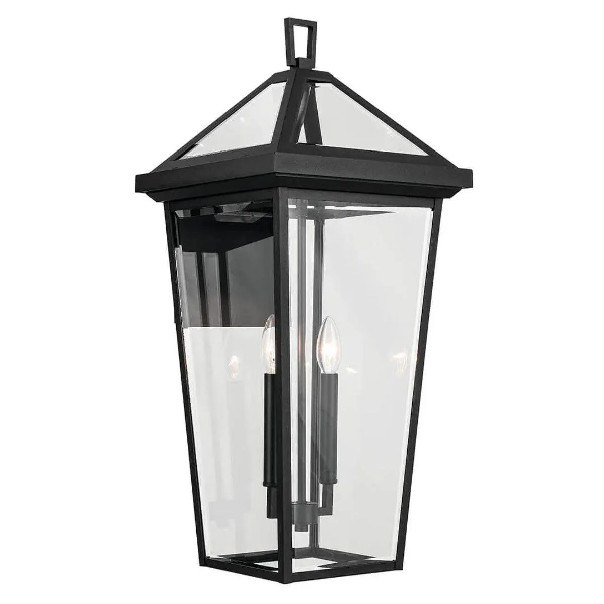 Regenge 26 In 2-Lights Outdoor Wall Light With Clear Beveled Glass, Black Finish