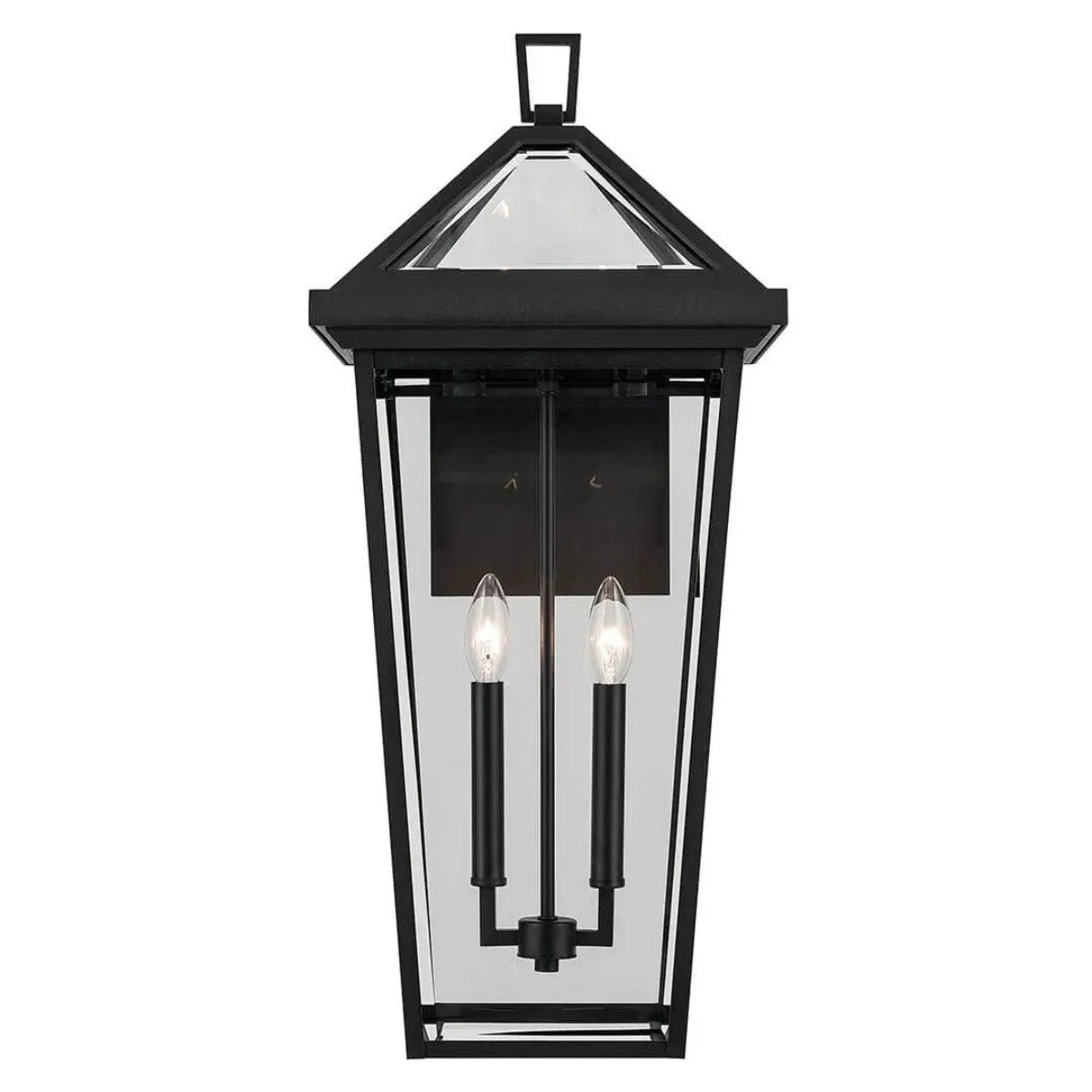 Regenge 26 In 2-Lights Outdoor Wall Light With Clear Beveled Glass, Black Finish