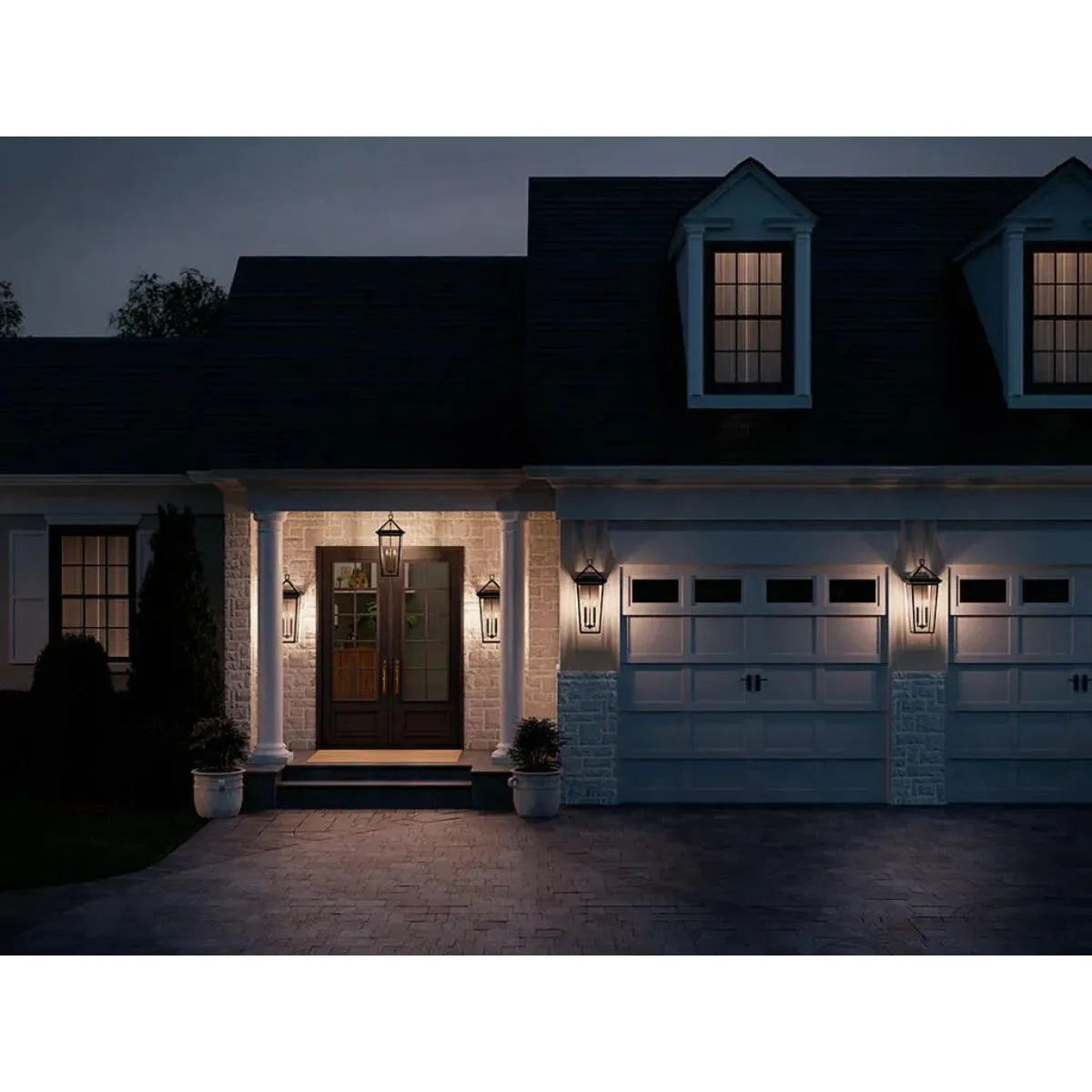 Regenge 26 In 2-Lights Outdoor Wall Light With Clear Beveled Glass, Black Finish