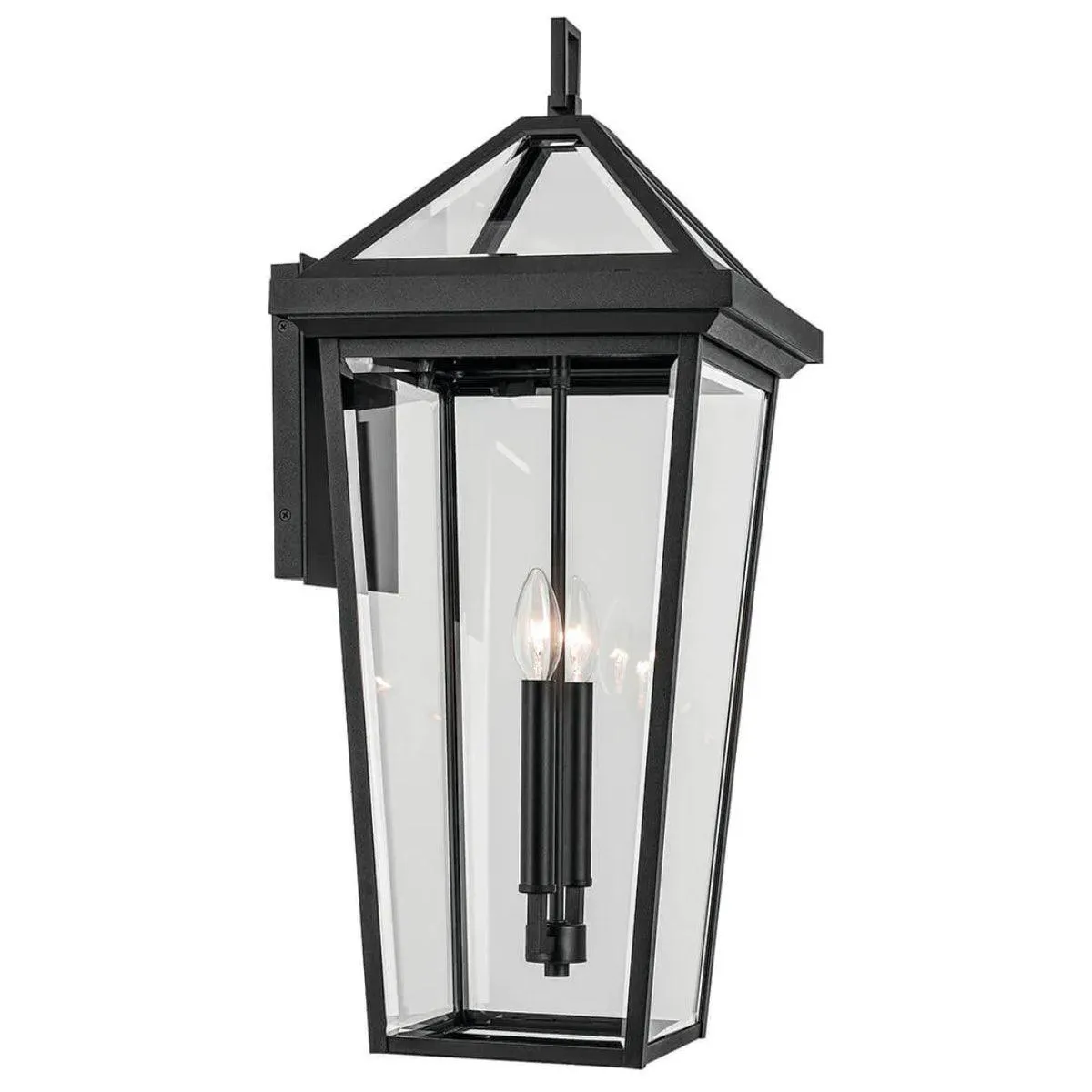 Regenge 26 In 2-Lights Outdoor Wall Light With Clear Beveled Glass, Black Finish