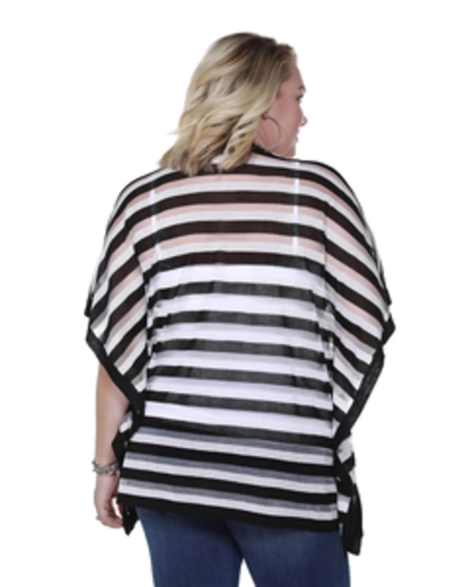 Sheer Striped Cardigan | BLACK/WHITE