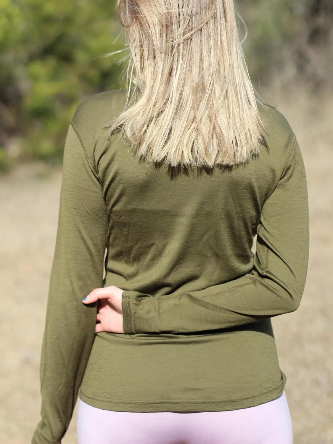 Women's 100% Merino Wool Long Sleeve Shirt - Moisture Wicking - Ultralight and Soft - Odor Base Layer