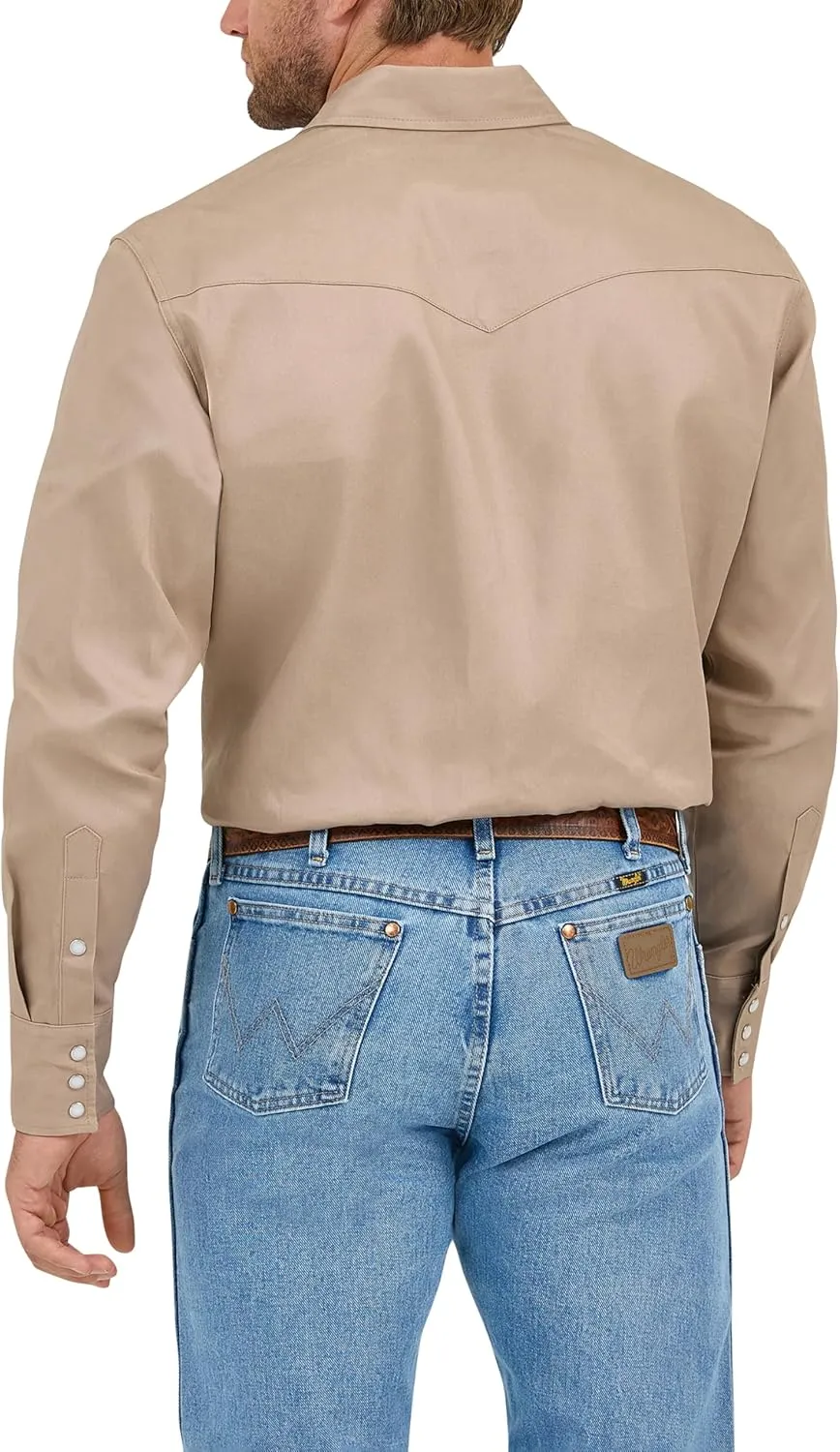 Wrangler Men's Cowboy Cut Work Western Long-Sleeve Snap Work Shirt Firm Finish