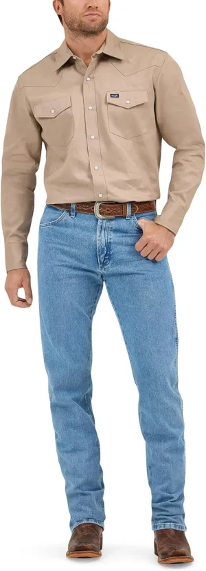 Wrangler Men's Cowboy Cut Work Western Long-Sleeve Snap Work Shirt Firm Finish