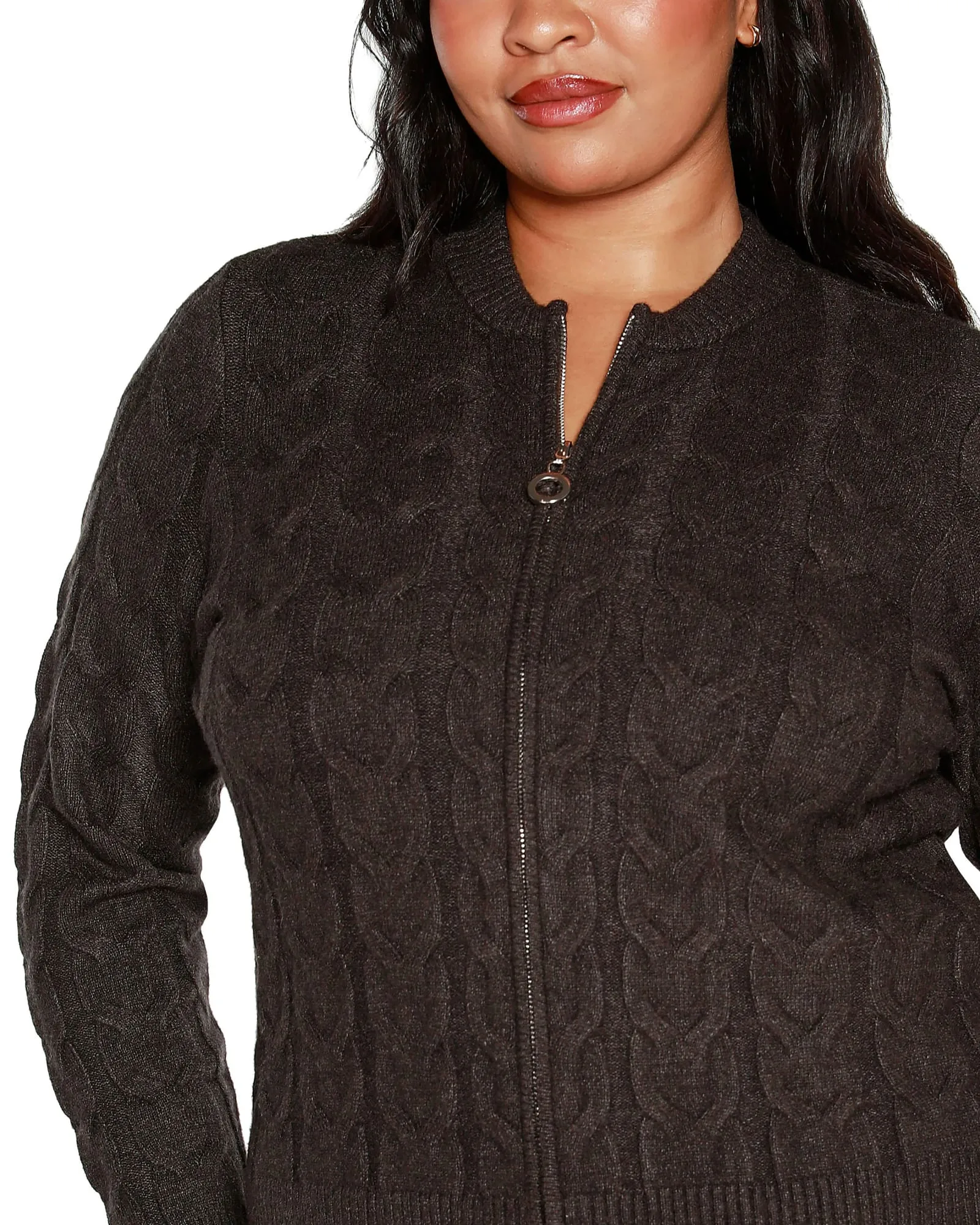 Zip Cable Sweater | Heather Charcoal